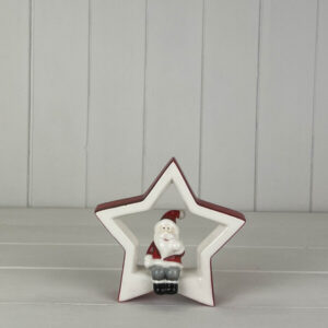 Large Ceramic Star with Sitting Santa
