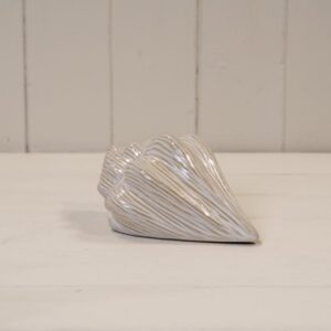 Glazed Ceramic Shell Ornament with Textured Detail