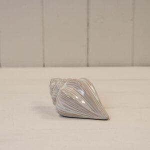 Glazed Ceramic Shell Ornament with Textured Detail