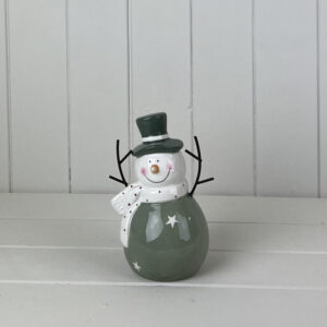 Light Green/White Ceramic Snowman Decoration