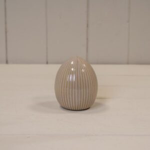 Glazed Ceramic Egg Ornament with Textured Detail