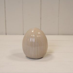 Glazed Ceramic Egg Ornament with Textured Detail
