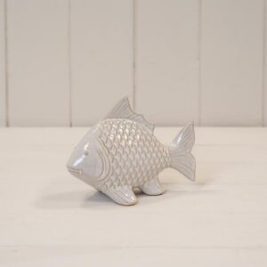 Glazed Ceramic Fish Ornament with Textured Detail
