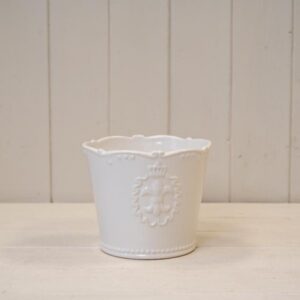 Large White Ceramic PotFleur De Lis