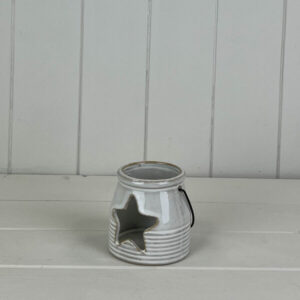 Ceramic Tealight Holder with Star Cut Out