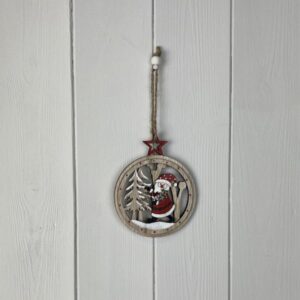 Wooden Hanging Circle Festive Decoration