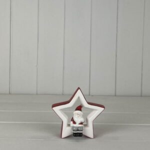 Small Ceramic Star with Sitting Santa size