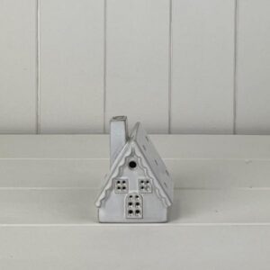 White Ceramic House Ornament with LED