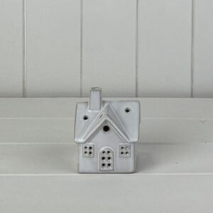White Ceramic House Ornament with LED