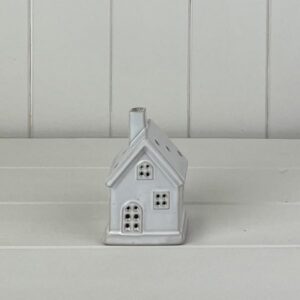 White Ceramic House Ornament with LED