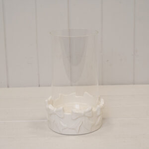 Round Bow Candle Holder with Glass Insert.