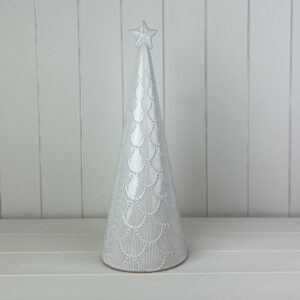 Glazed Ceramic Tree Ornament with Textured Detail
