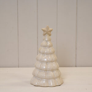 Large Stone Glazed Ribbed Christmas Tree with Star Topper