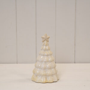 Medium Stone Glazed Ribbed Christmas Tree with Star Topper