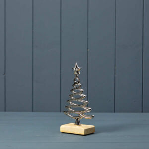 Silver Tree on Wooden Base