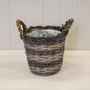 Peeled and Unpealed Split Willow Round Basket With Ears