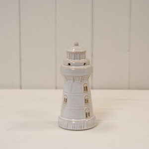 Glazed Ceramic Lighthouse Ornament with Textured Detail