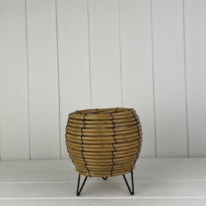 Bulbous Rattan Pot with Legs