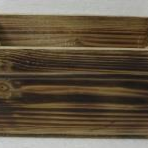 Rectangular Burntwood Trough with Wooden Beading & Rope handles TD28x16cm H14cm B23.8x12.3cm