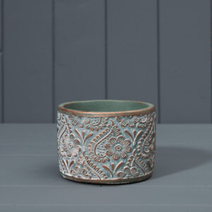 Green and Copper Washed Cement Planter