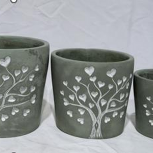 Grey Cement Love Tree Pot TD17cm