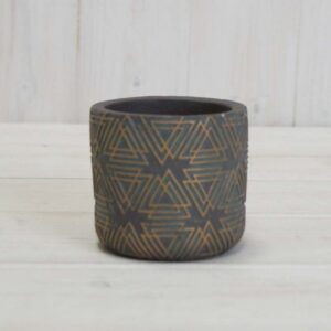 Grey/Gold Cement Triangle Grid Pot