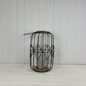Lantern with glass in black colour