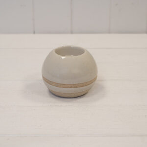 Taupe Ceramic Glazed Tealight Holder With Unglazed Design