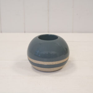 Blue Glazed Tealight Holder with Unglazed Design
