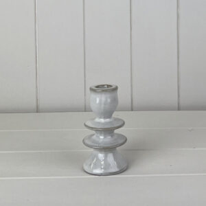 Glazed Ceramic Candle Holder with Textured Detail