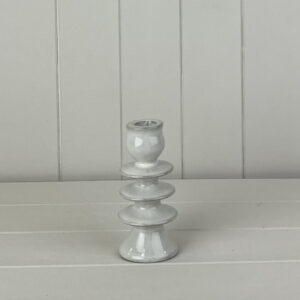 Glazed Ceramic Candle Holder with Textured Detail