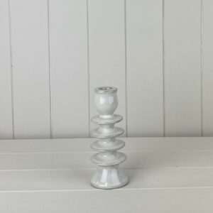 Glazed Ceramic Candle Holder with Textured Detail