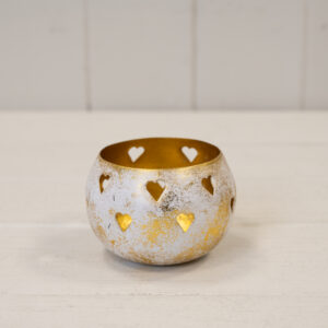 Gold Antique Votive with Heart Design