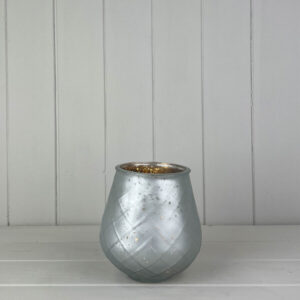 Large Frosted Silver Glass Tealight Holder