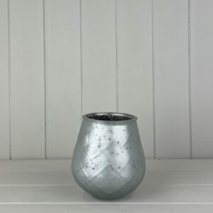 Small Frosted Silver Glass Tealight Holder