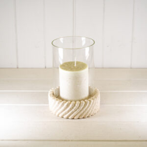 Tall Sandy Textured Hurrican Glass Candle Holder.