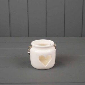 White Porcelain Heart Cutout Tealight Holder