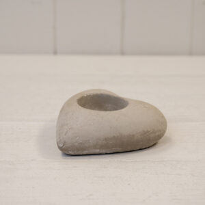 Whitewashed Cement Heart Tealight Holder