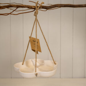 Earthy Natural Bamboo Hanging Bird Bath/Feeder