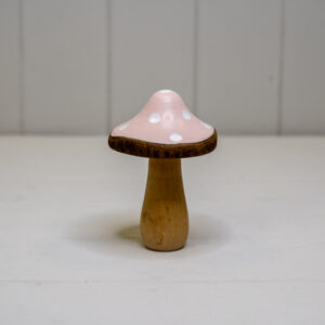 Medium Pink Wooden Mushroom Decoration
