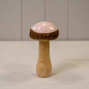 Pink Wooden Mushroom Decoration
