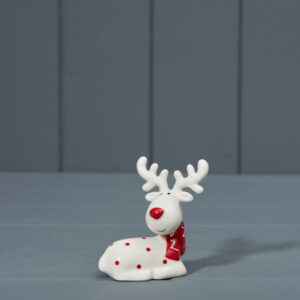 Red and White Ceramic Deer