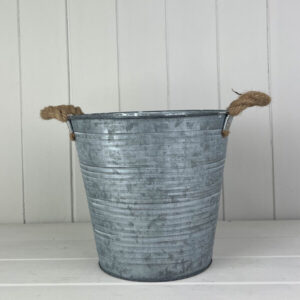 Ribbed Zinc bucket with Hessian Ears