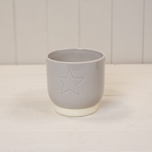 Round Warm Grey Debossed Star Pot