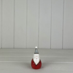 Small Ceramic Santa with Red Body Grey Hat