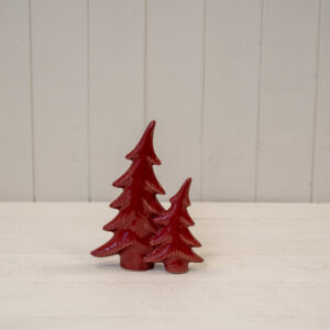 Small Red Ceramic Bendy Double Christmas Trees
