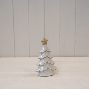 Small Stone Glazed Ceramic Layered Christmas Tree with Cream Star on Top