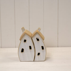 Stone Glazed Ceramic Twin House Ornament