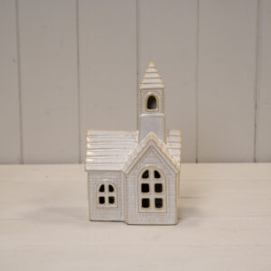 Stoneglazed Ceramic LED Church Ornament
