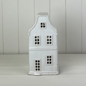 White Ceramic House Ornament with LED